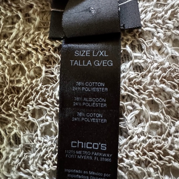 Chico’s Travelers Open Knit Beige Neutral Cardigan Vest, L/XL - Picture 4 of 4
